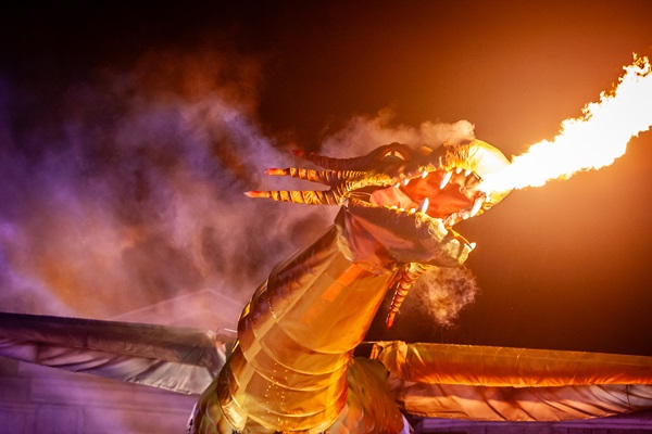The Dragon, which takes centre stage during the Dragon Fest in Beesel, spits fire